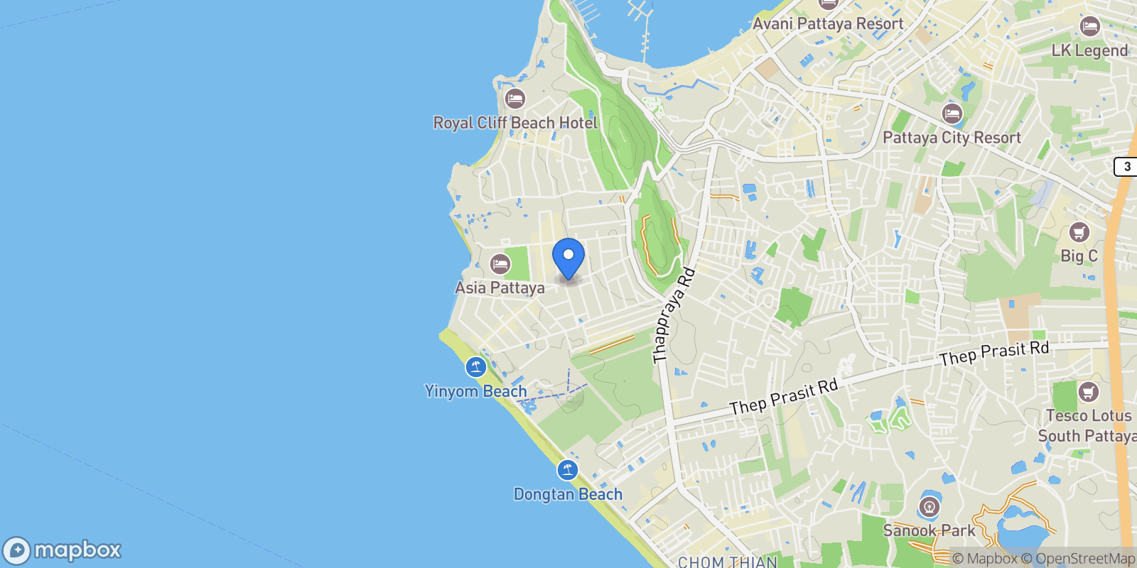 Map showing The Riviera Malibu, Chon Buri, Pattaya City, Chon Buri, Thailand.