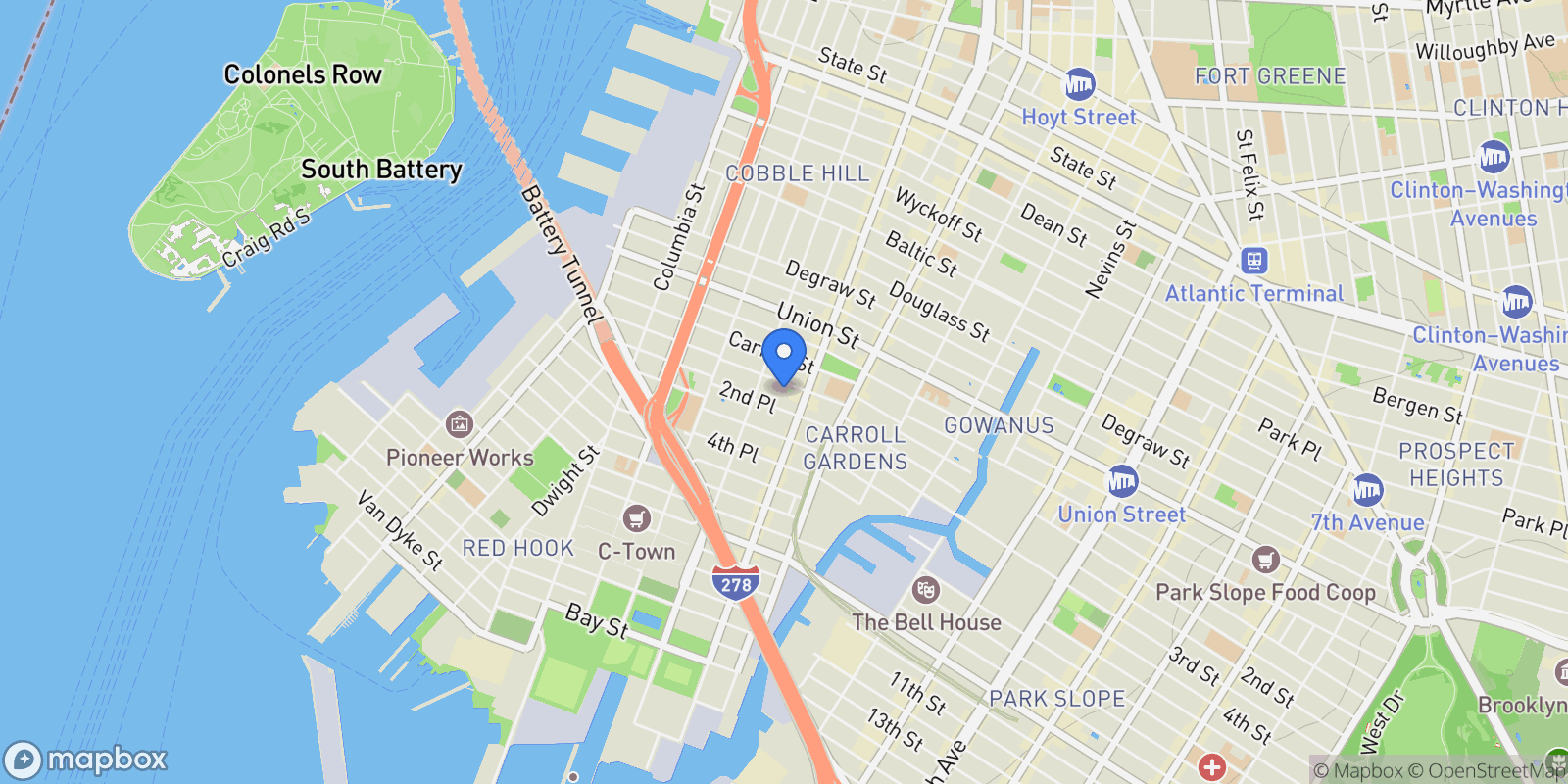 Map showing 78 1ST PL, New York, New York, United States.
