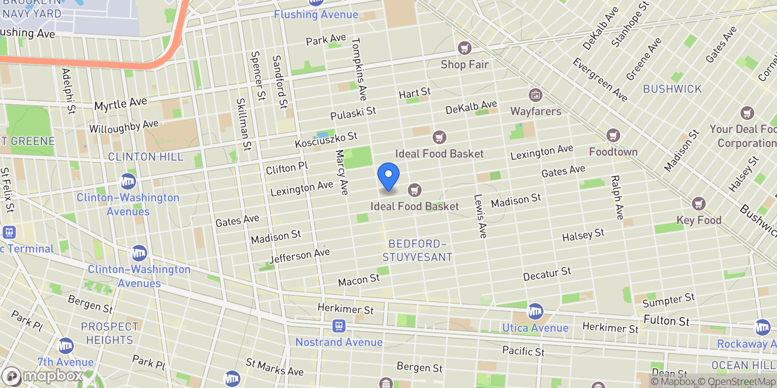 Map showing 573 GATES AVE, New York, New York, United States.