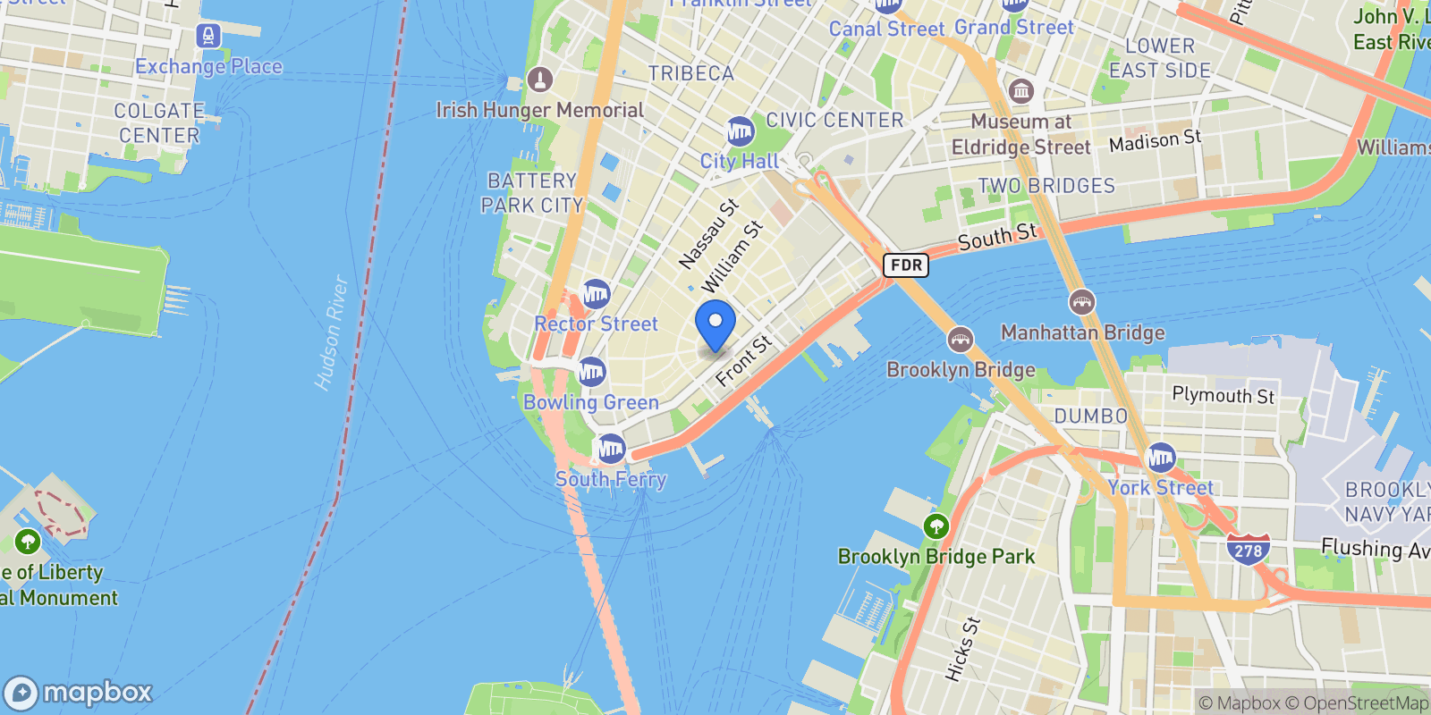 Map showing 75 WALL ST, New York, New York, United States.