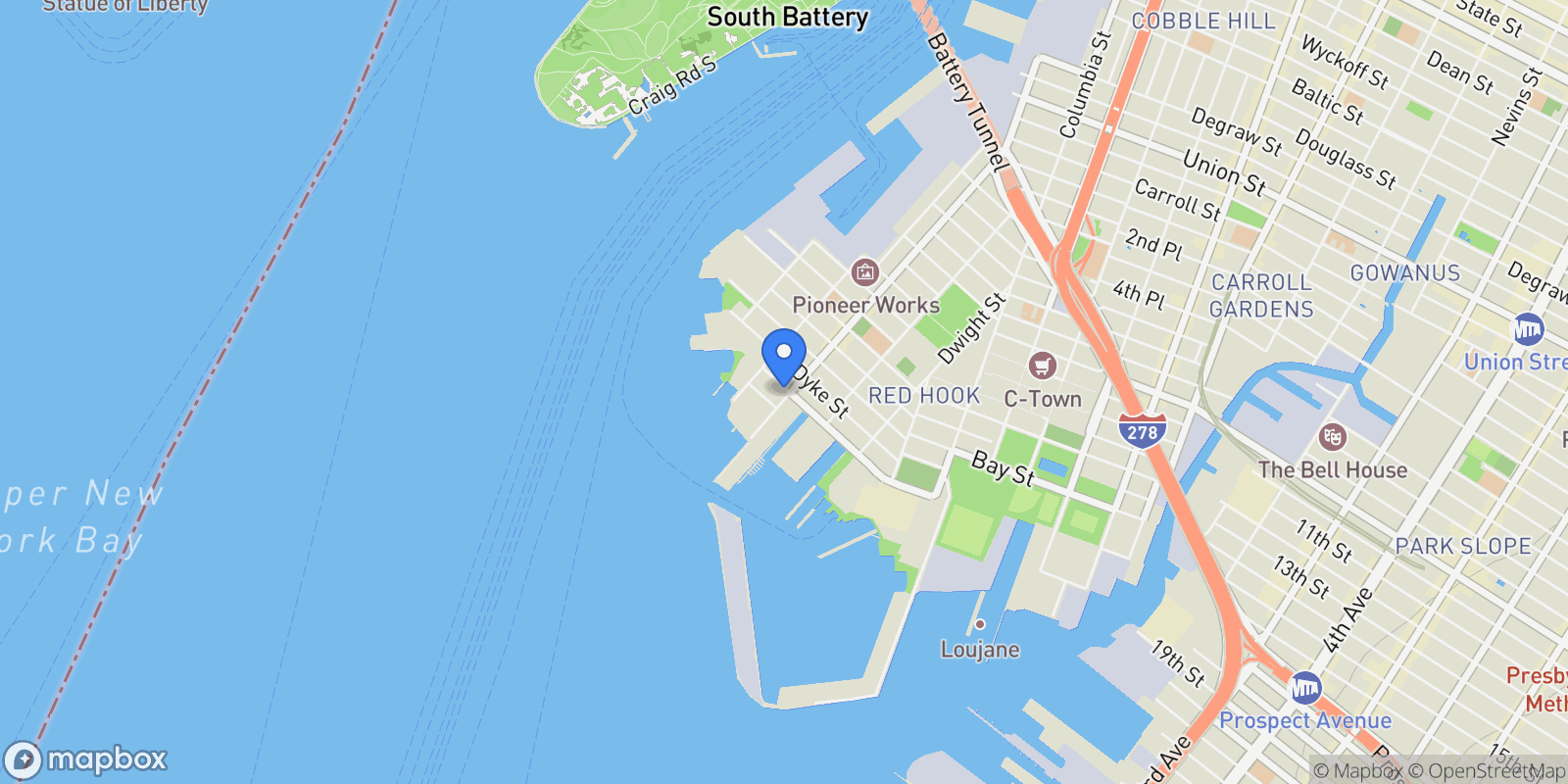 Map showing 442 VAN BRUNT ST, New York, New York, United States.
