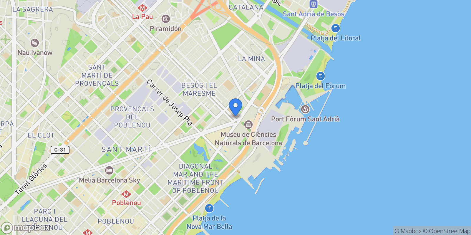 Map showing Sant Marti, Barcelona, Spain.
