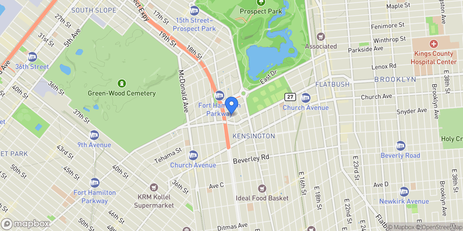 Map showing 29 KERMIT PL, New York, New York, United States.