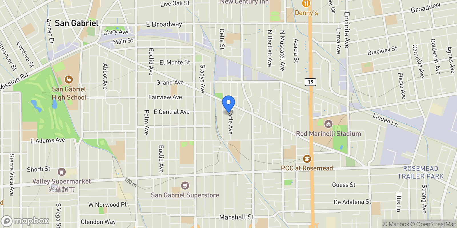 Map showing 4607 Earle Avenue, Rosemead, CA 91770, Rosemead, California, United States.