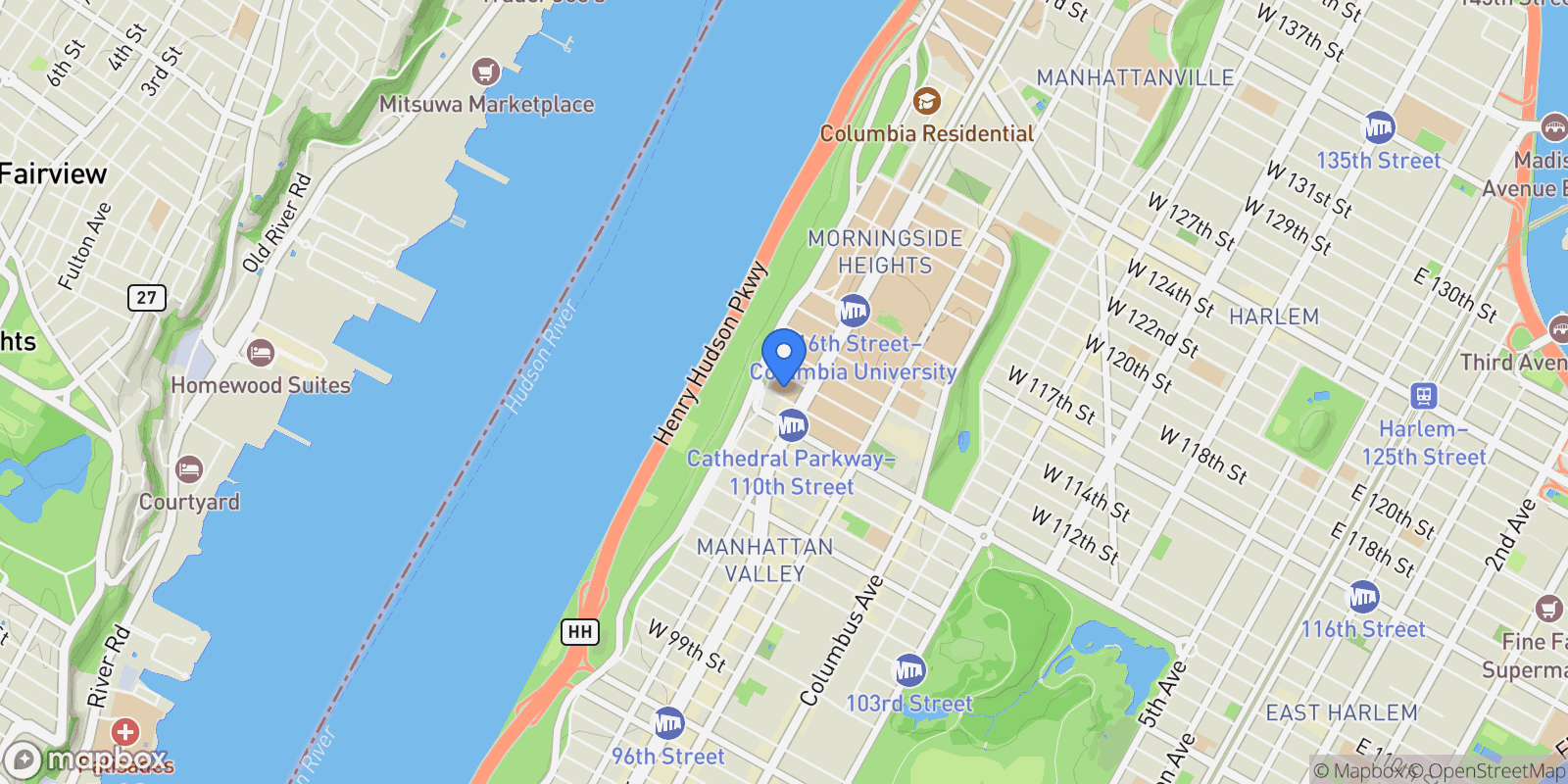 Map showing 605-611 W 111TH RE, 611 W 111TH ST, New York, New York, United States.