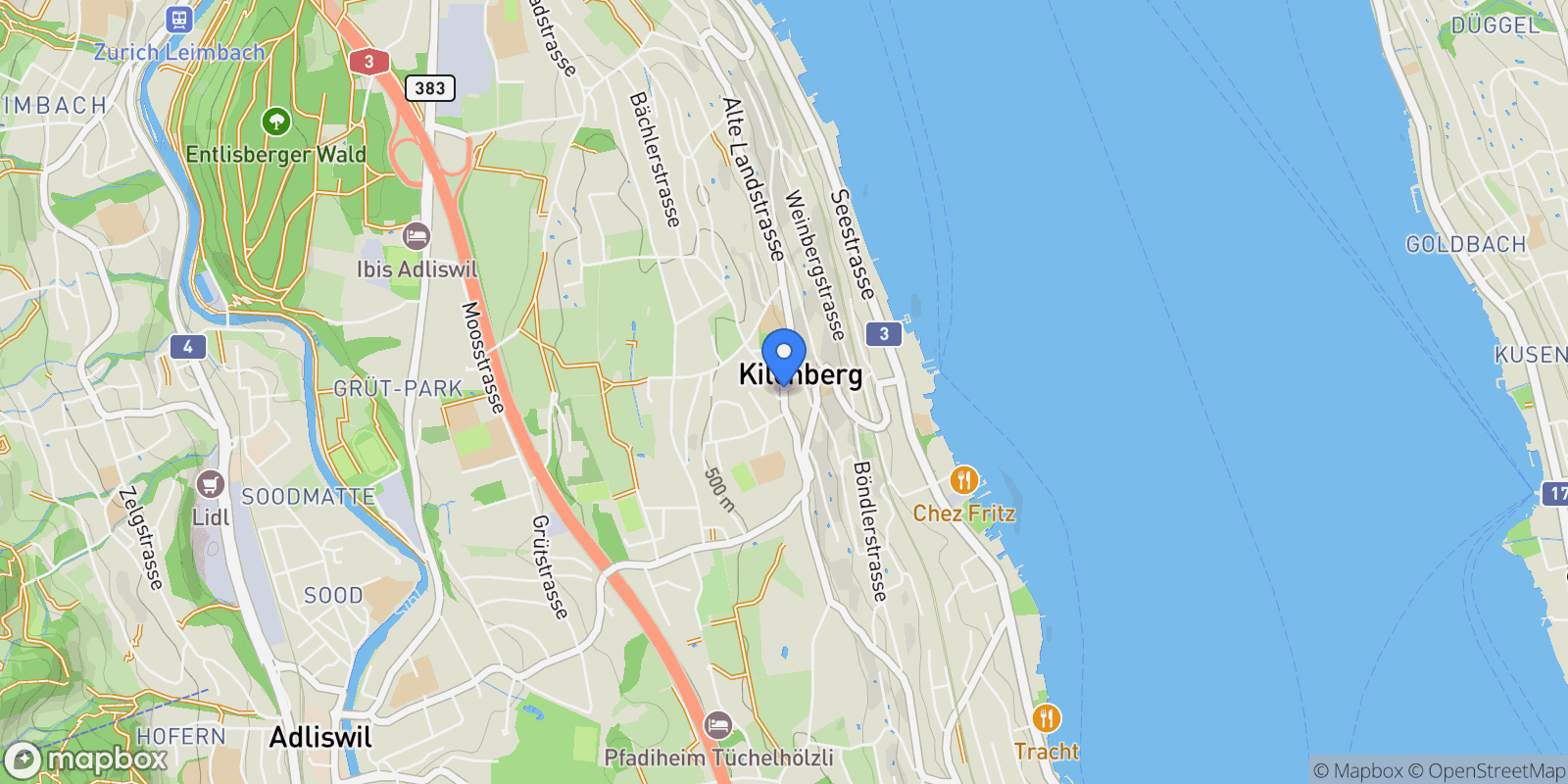Map showing Kilchberg, Zurich, Switzerland.