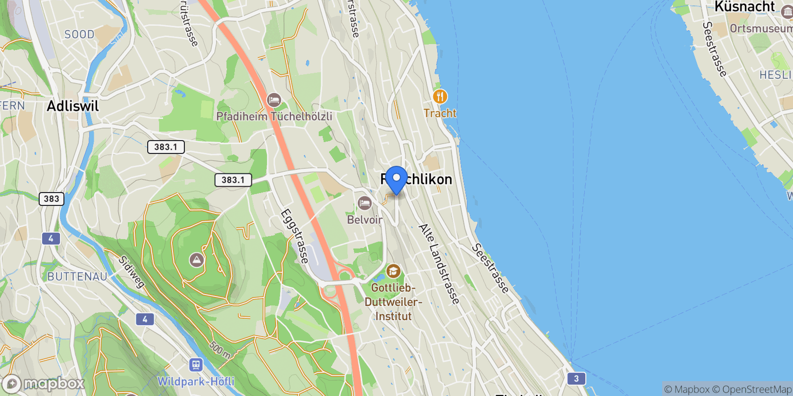 Map showing Rüschlikon, Zurich, Switzerland.