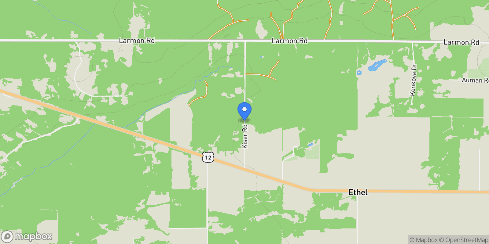 Map showing 0 Kiser, Ethel, WA 98542, Chehalis, Washington, United States.