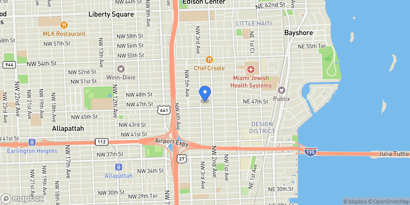 Map showing 260 NW 47th St, Miami, Florida, United States.
