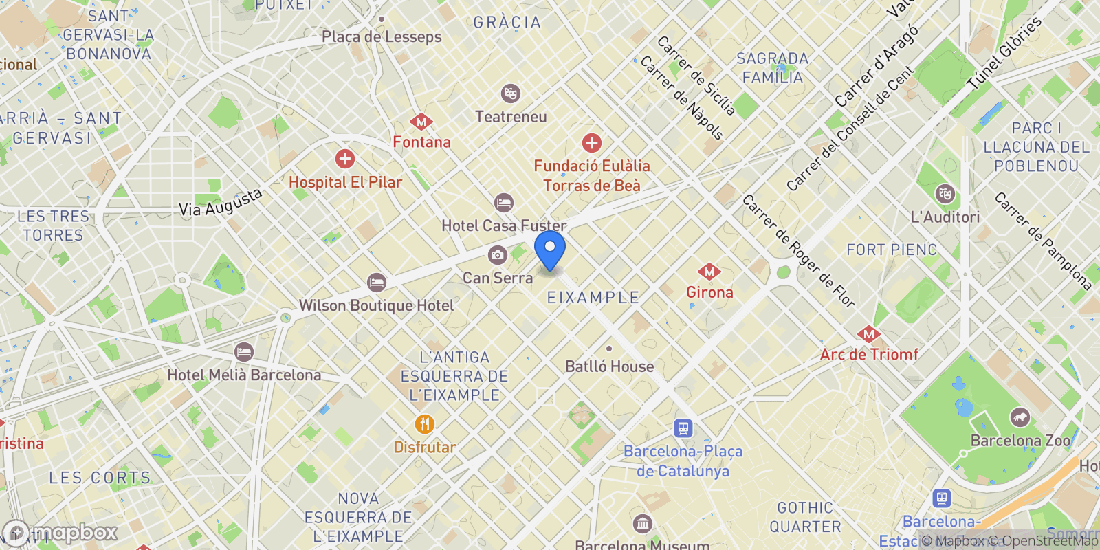 Map showing 08008 Barcelona, Spain, Eixample, Barcelona, Spain.