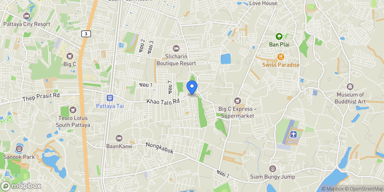 Map showing Pattaya City, Bang Lamung District, Chon Buri 20150, Thailand, Pattaya City, Chon Buri, Thailand.
