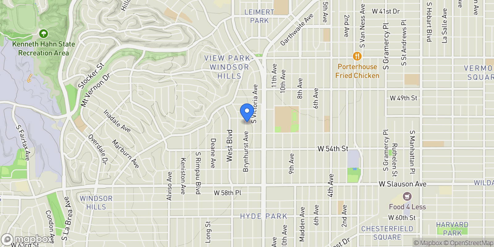 Map showing 5133 Brynhurst Avenue, Los Angeles, California, United States.