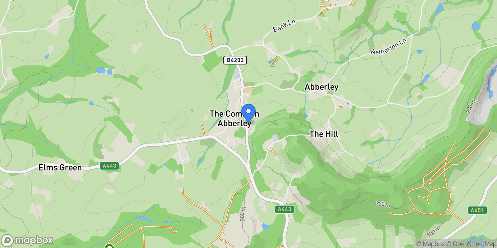 Map showing Clows Top Road, Abberley, Worcester, Worcestershire, Abberley Common, England, United Kingdom.