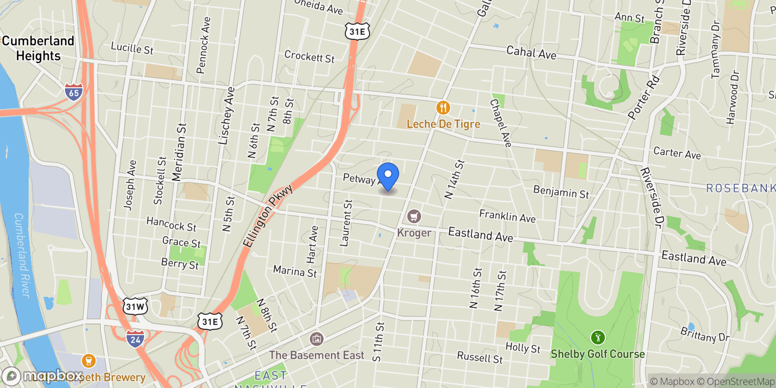 Map showing 1035 Seymour Ave, Nashville, Tennessee, United States.