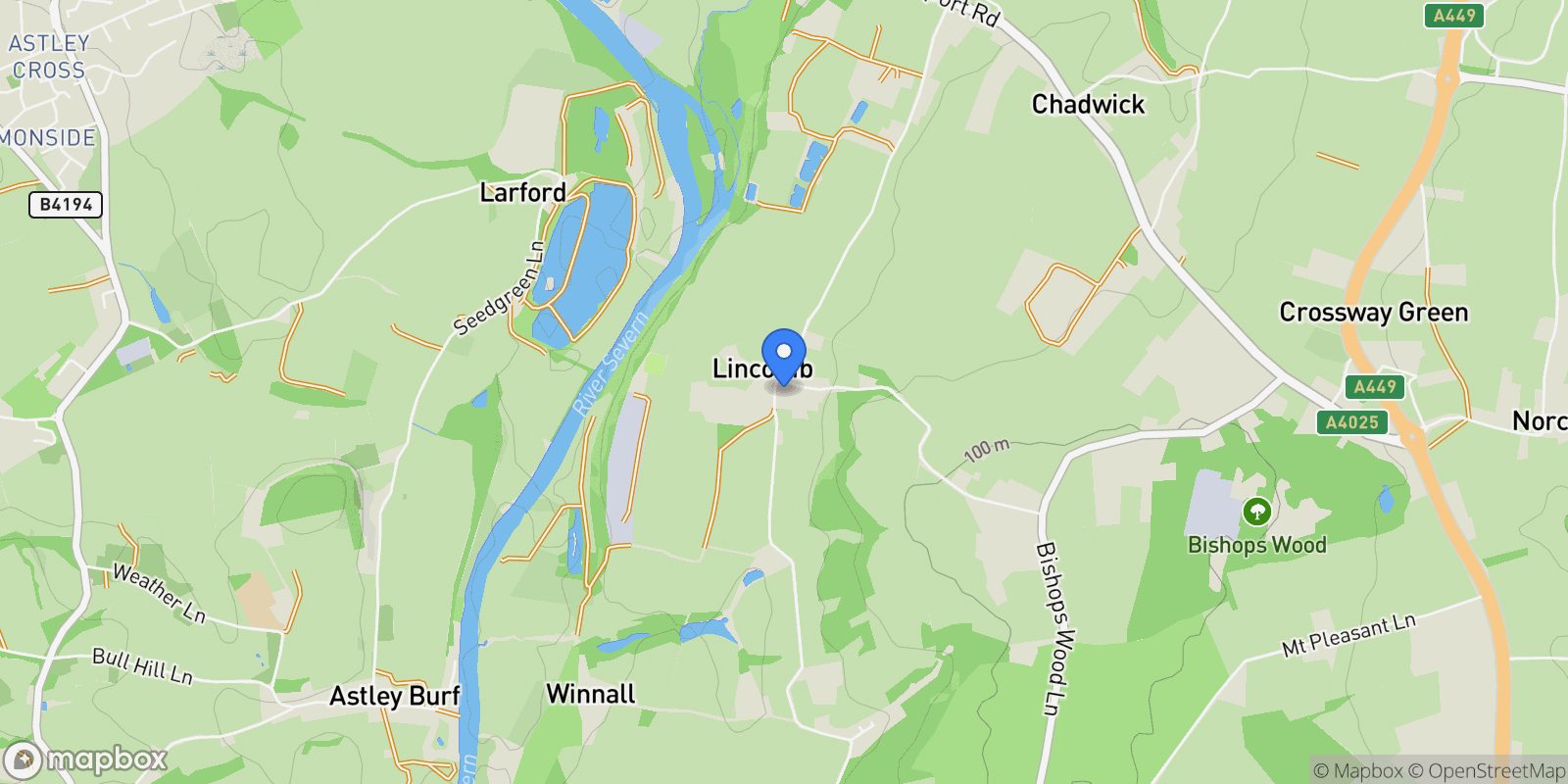Map showing Lincomb, Lincomb, Worcestershire, Lincomb, England, United Kingdom.