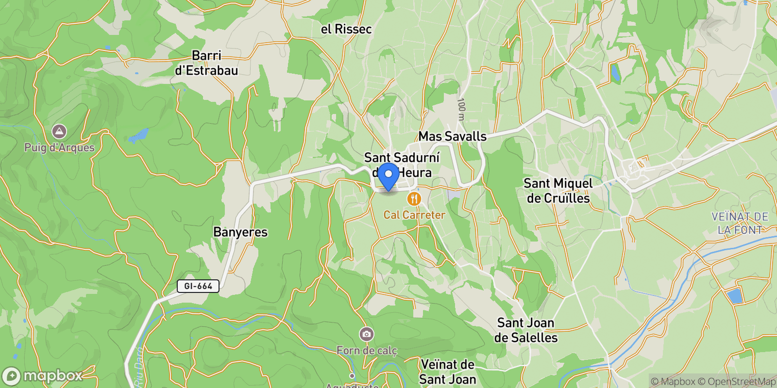 Map showing Cruïlles Monells i Sant Sadurní, 17118 Sant Sadurní de l'Heura, Girona, Spain, Cruilles, Monells i Sant Sadurni de l'Heura, Catalonia, Spain.