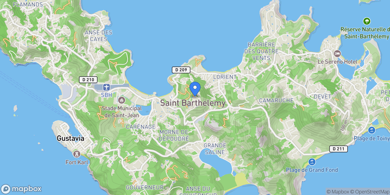 Map showing Saint-Jean, Saint Barthélemy.