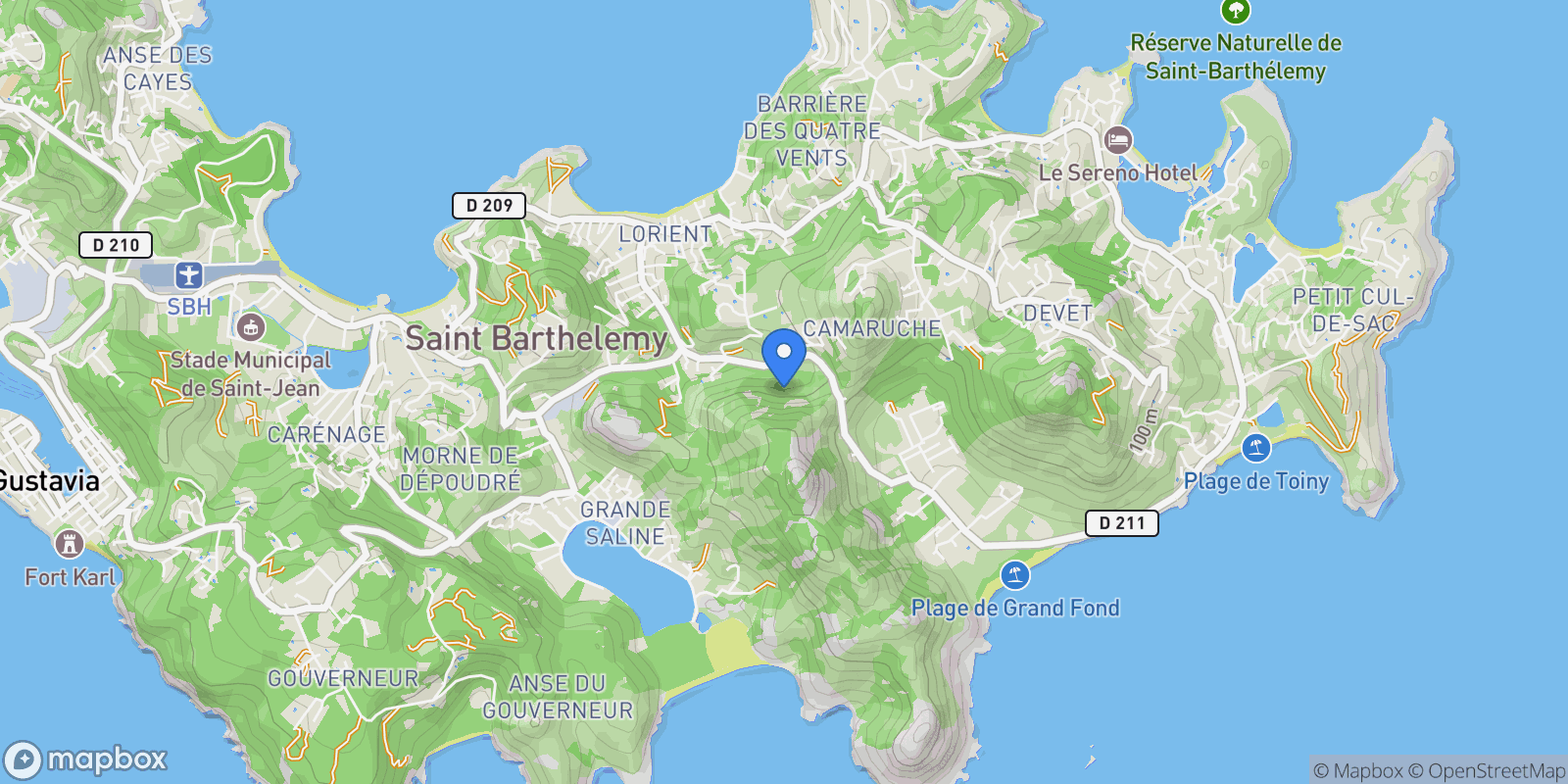 Map showing Vitet, Saint Barthélemy.