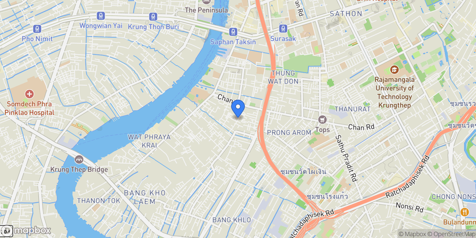 Map showing Soi Chan 51, Khwaeng Wat Phraya Krai, Khet Bang Kho Laem, Krung Thep Maha Nakhon 10120, Thailand, Bangkok, Krung Thep Maha Nakhon, Thailand.