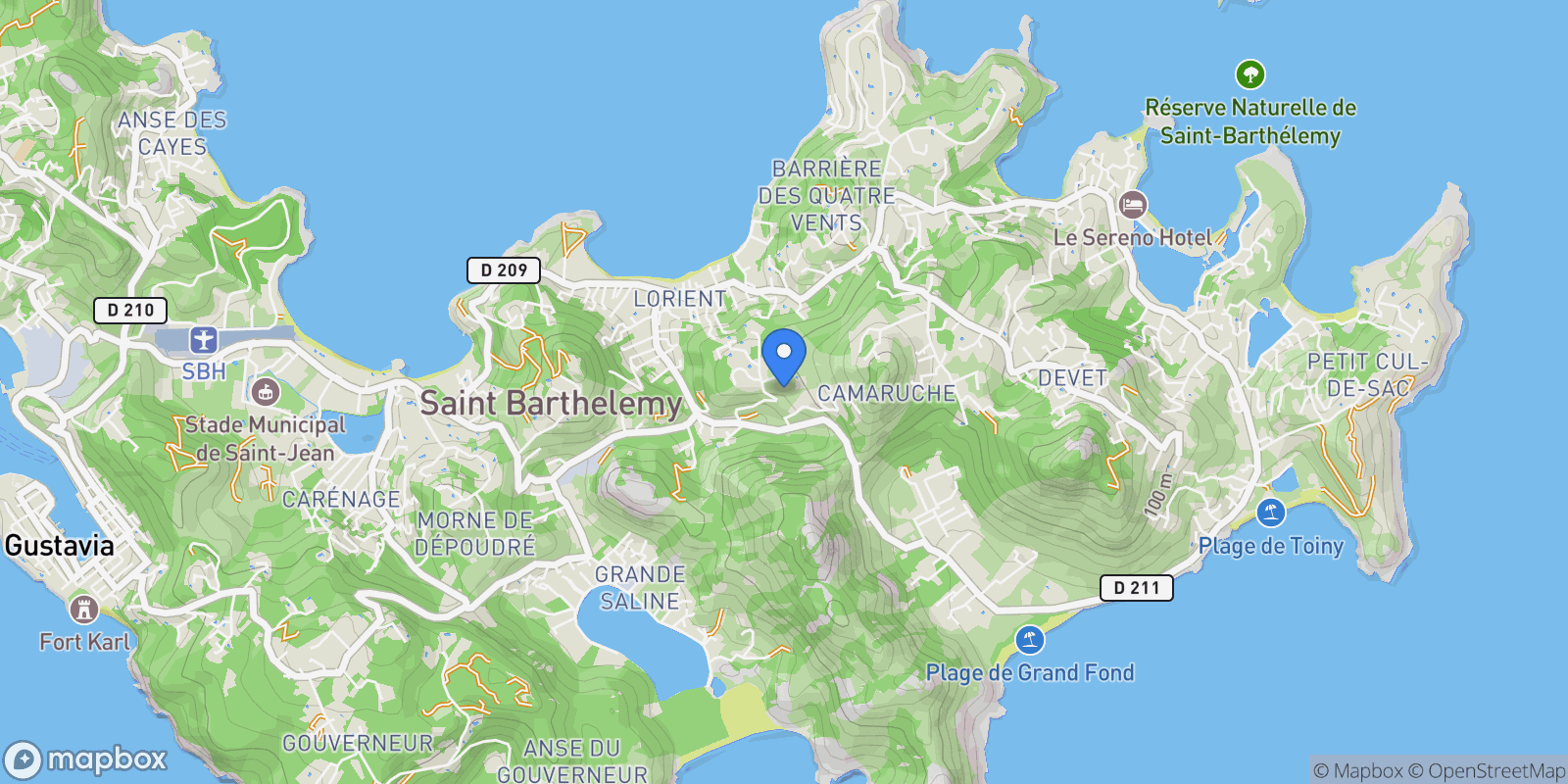 Map showing Petite Saline, Saint Barthélemy.