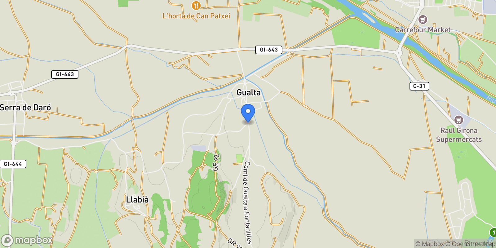 Map showing 17257 Gualta, Girona, Spain, Gualta, Catalonia, Spain.