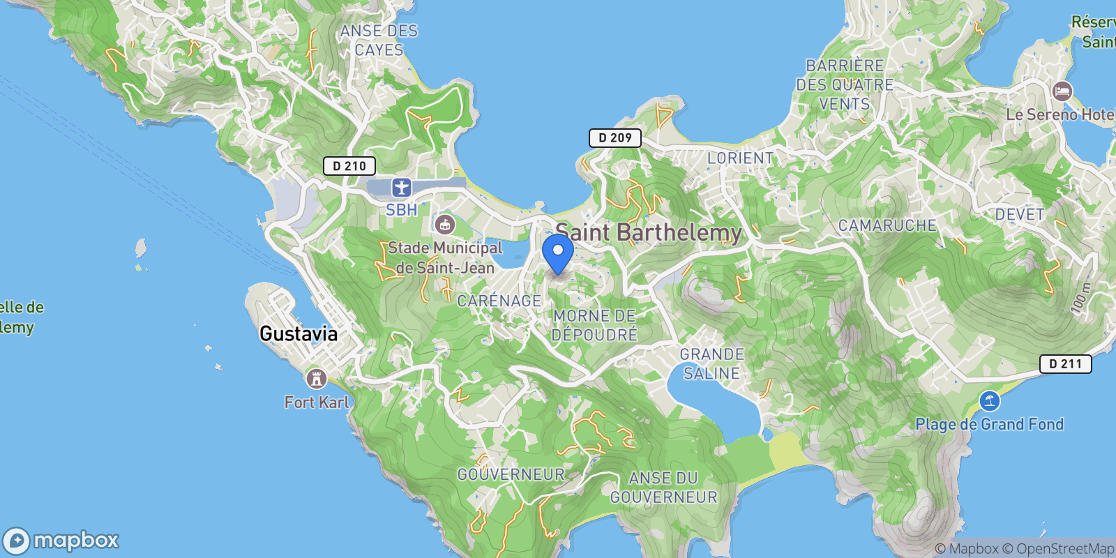 Map showing Saint-Jean, Saint Barthélemy.