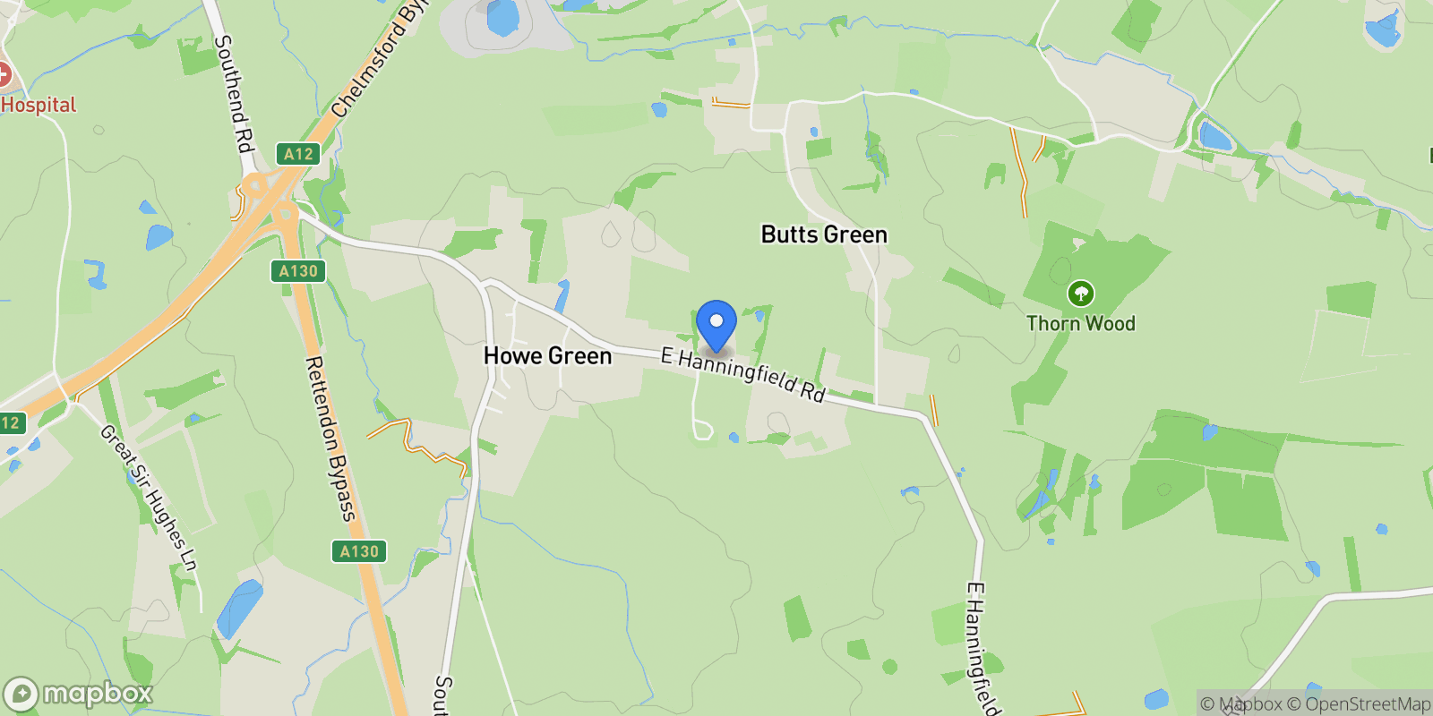 Map showing East Hanningfield Road, Chelmsford, Chelmsford, England, United Kingdom.