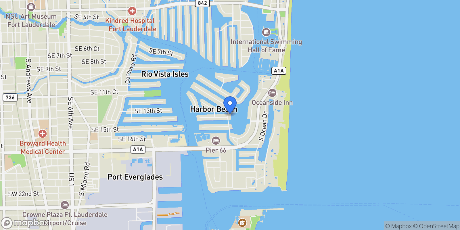 Map showing 1400 W Lake Dr, Fort Lauderdale, Florida, United States.