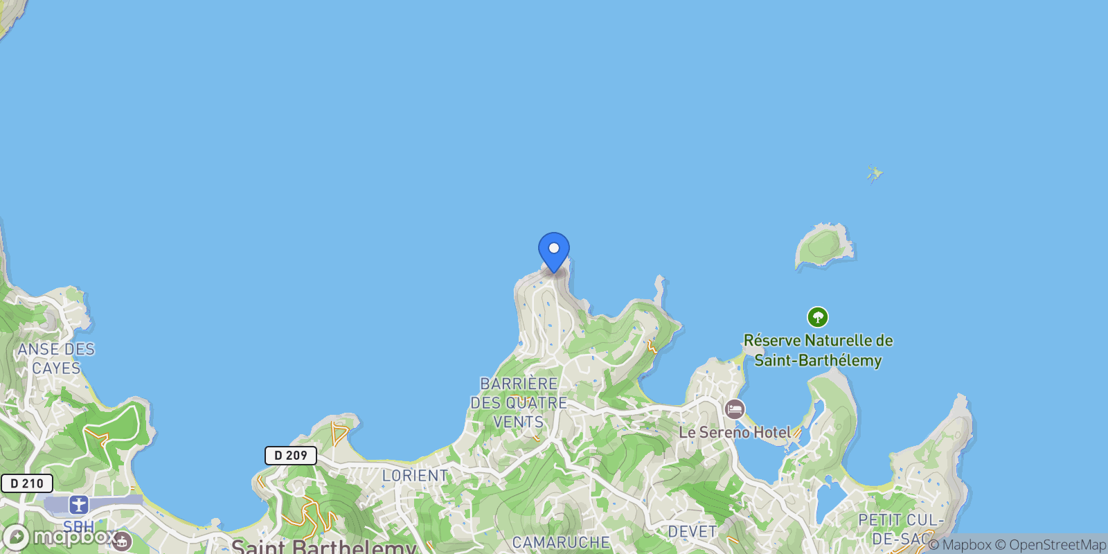 Map showing CR-CRB Pointe Milou, Saint-Barthélemy, BL 97133, Pointe Milou, Saint Barthélemy.
