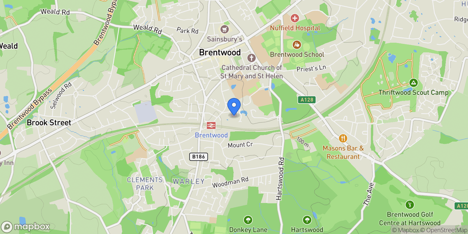 Map showing Upper Cornsland, Brentwood, Brentwood, England, United Kingdom.