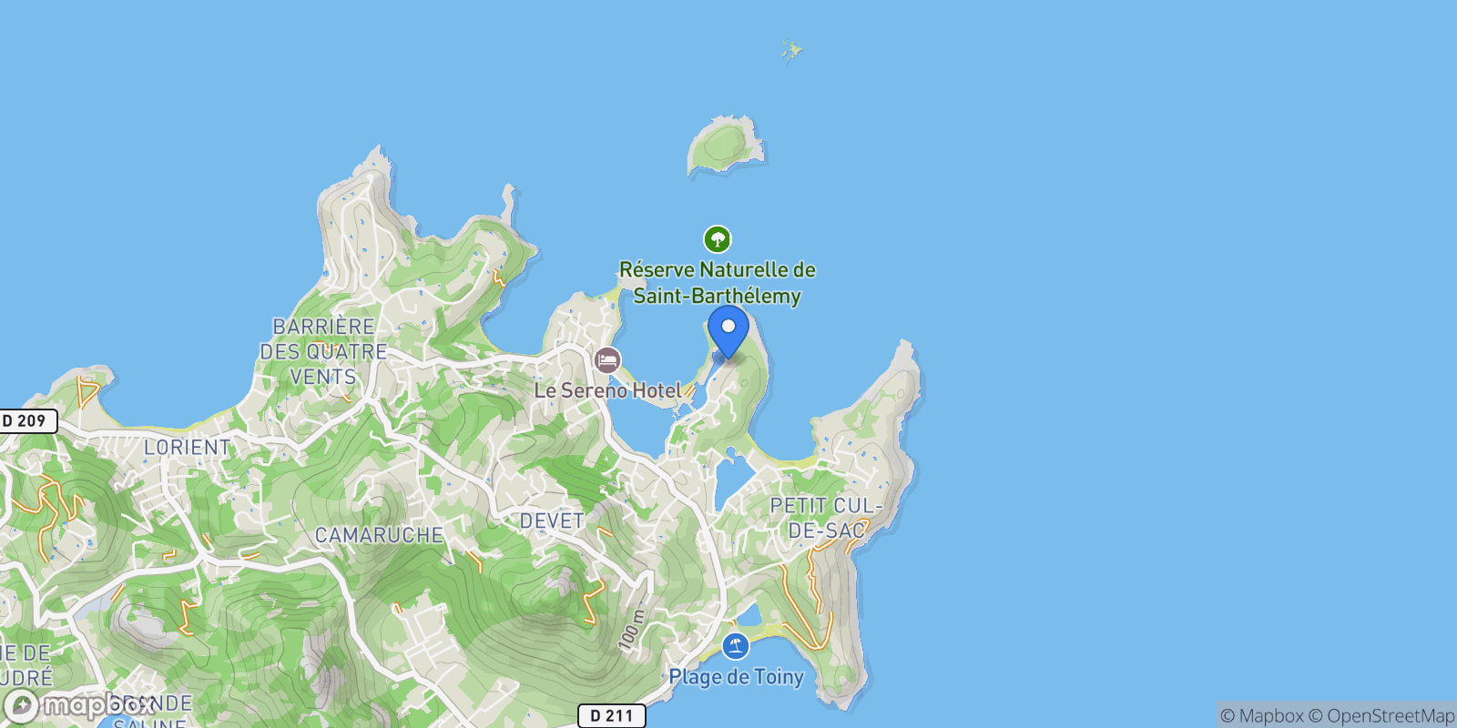 Map showing CR-BLN Grand Cul de Sac, Saint-Barthélemy, BL 97133, Grand Cul-de-Sac, Saint Barthélemy.
