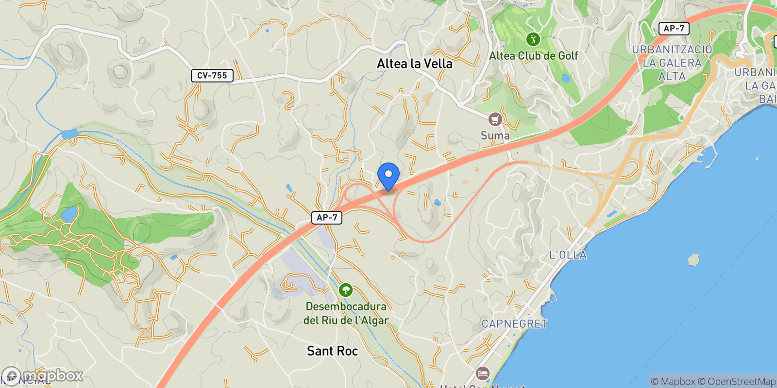 Map showing 03590 Altea, Alicante, Spain, Altea, Valencian Community, Spain.