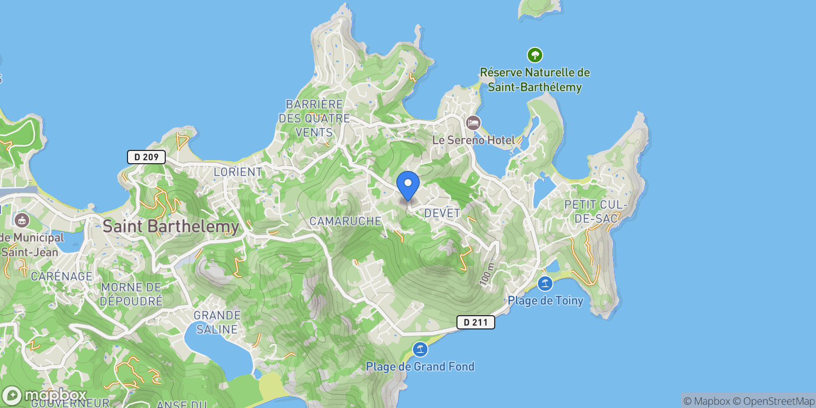 Map showing CR-CLP LOT N°5 Vitet, St-Barthélemy, BL 97133, Vitet, Saint Barthélemy.