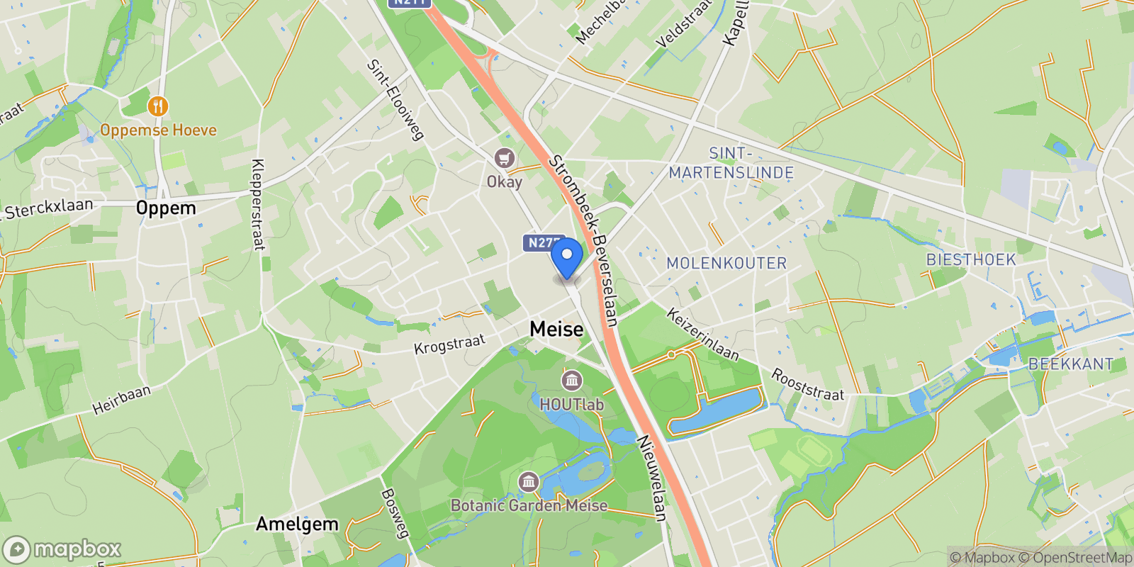 Map showing Meise, Belgium, Meise, Flanders, Belgium.