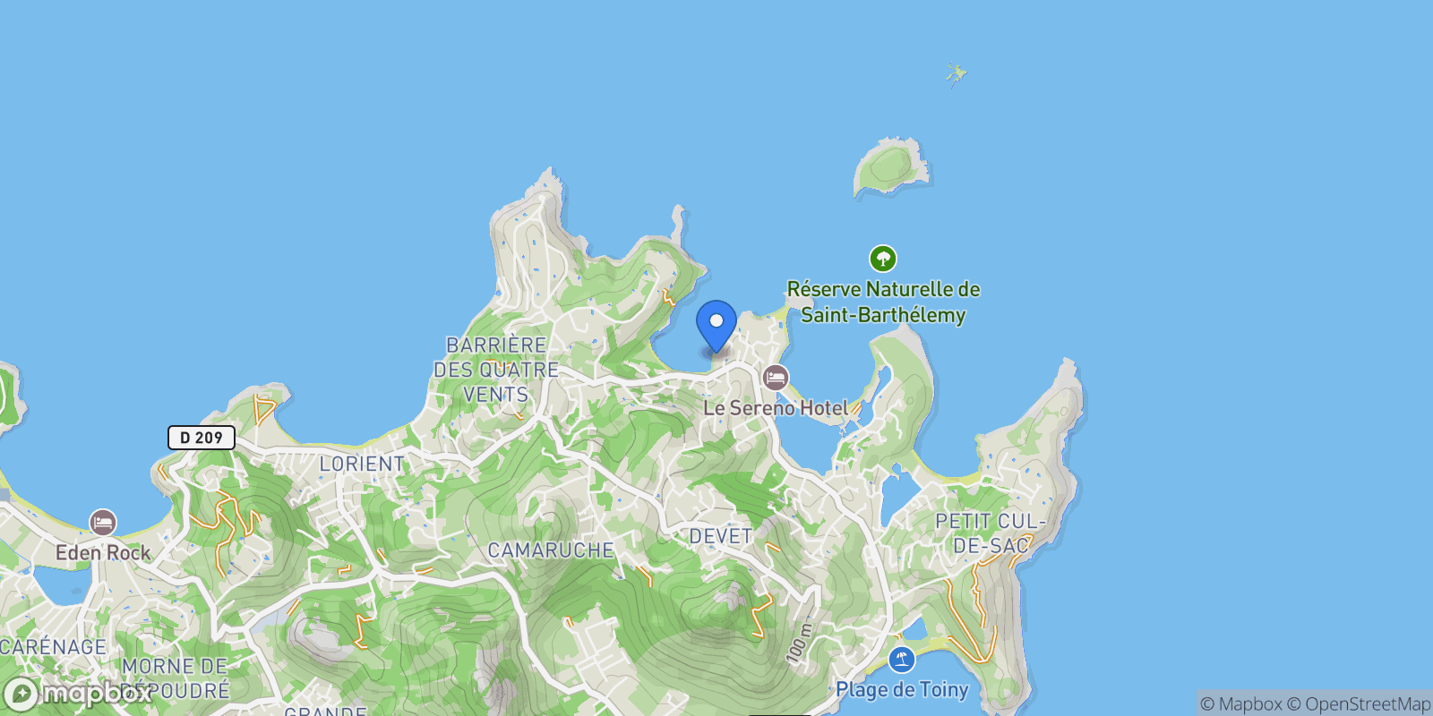 Map showing CR-LIN Marigot, Saint-Barthélemy, BL 97133, Marigot, Saint Barthélemy.