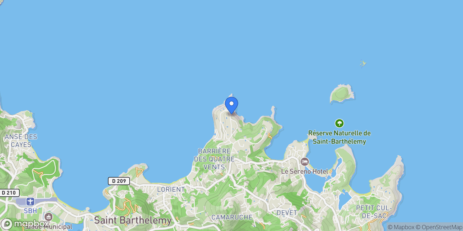 Map showing Villa Arapede Pointe Milou, Saint-Barthélemy, BL 97133, Pointe Milou, Saint Barthélemy.