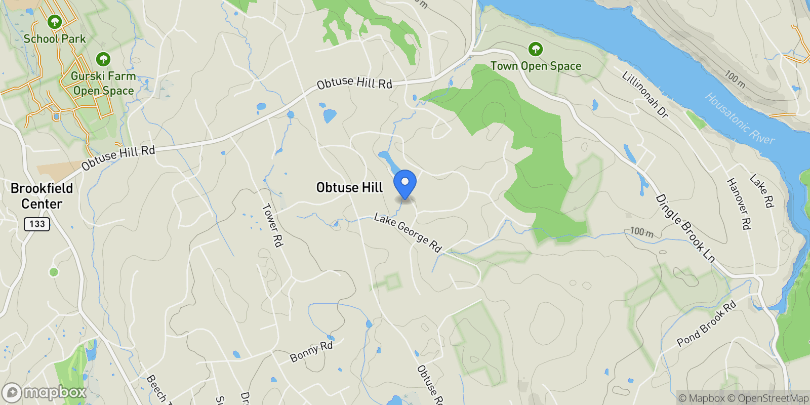 Map showing 8 Cherokee Drive, Brookfield, Connecticut, United States.