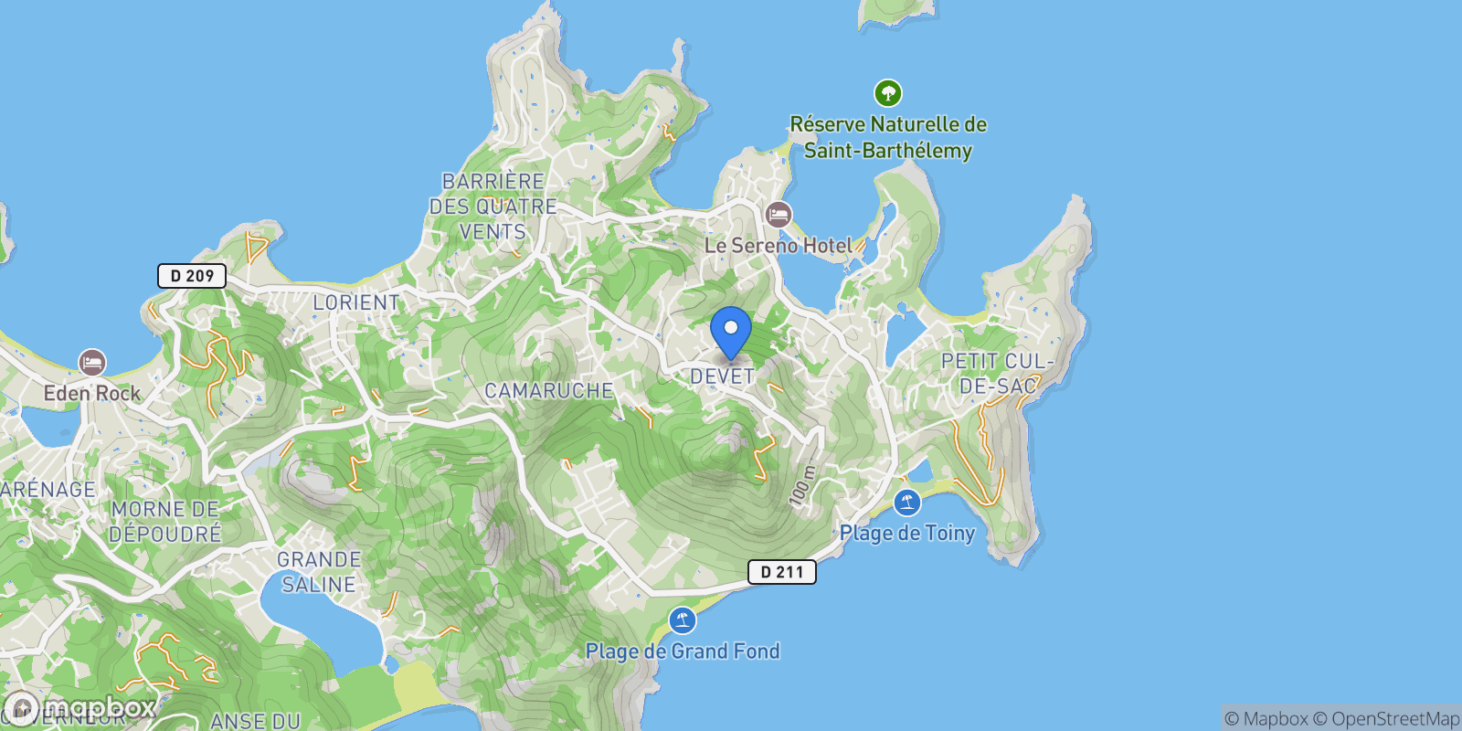 Map showing Villa Bibi Vitet, Saint-Barthélemy, BL 97133, Vitet, Saint Barthélemy.