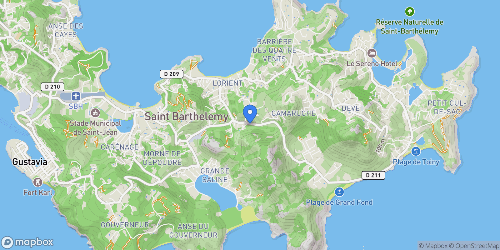 Map showing Saint-Barthélemy Island, 97133, St Barthélemy, Saint-Barthélemy Island, Saint Barthélemy.