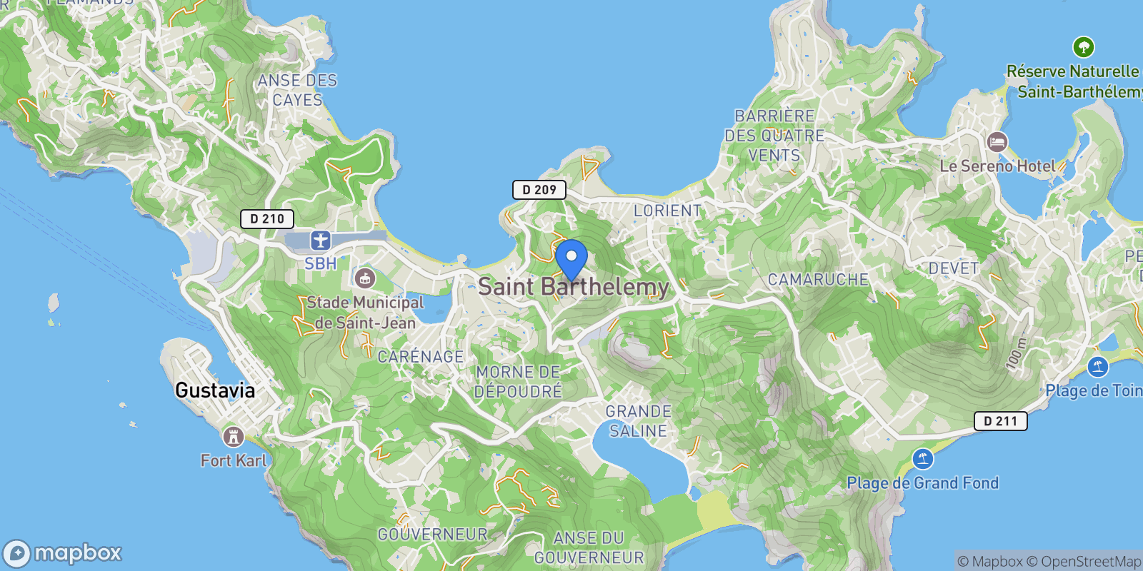 Map showing Gustavia 97133, St Barthélemy, Gustavia, Saint Barthélemy.