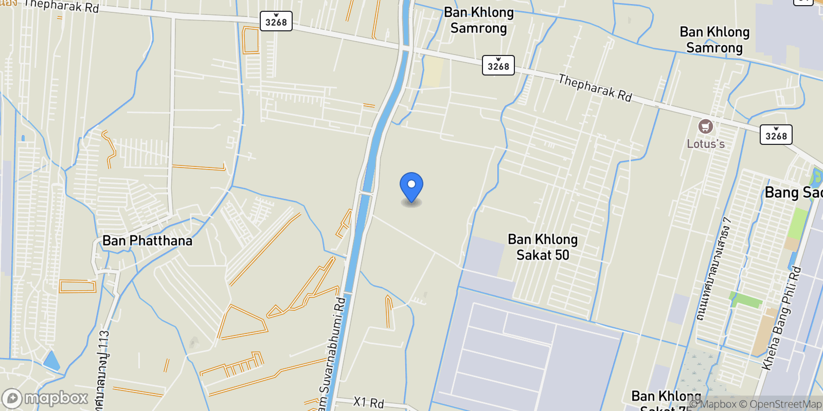 Map showing Bangkok,, Bang Pla, Samut Prakan, Thailand.