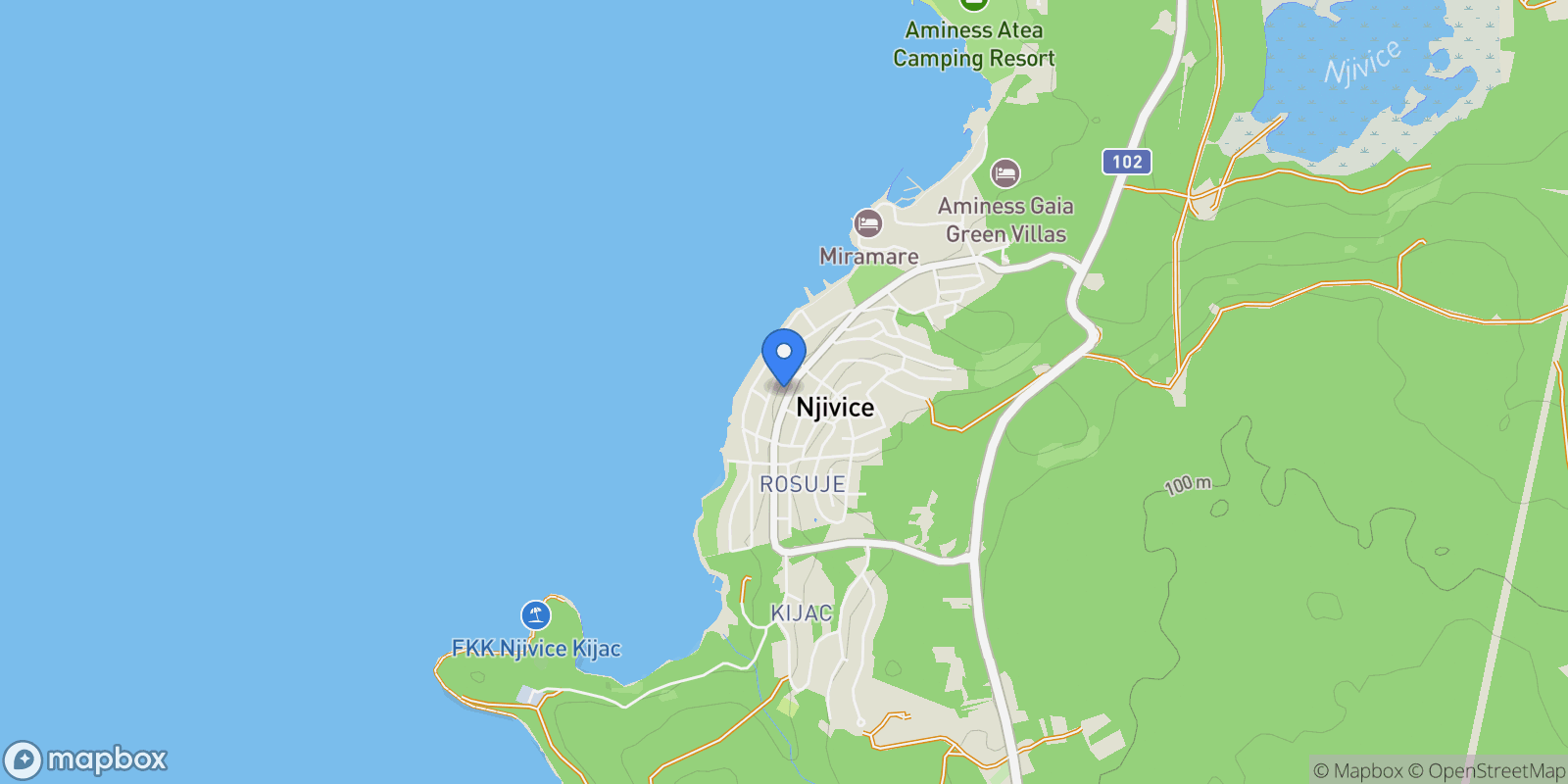Map showing Njivice, Primorje-Gorski Kotar County, Croatia.
