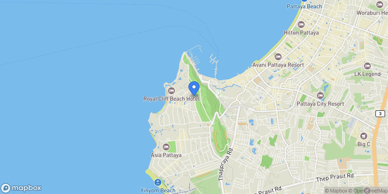 Map showing Chonburi,, Pattaya City, Chon Buri, Thailand.