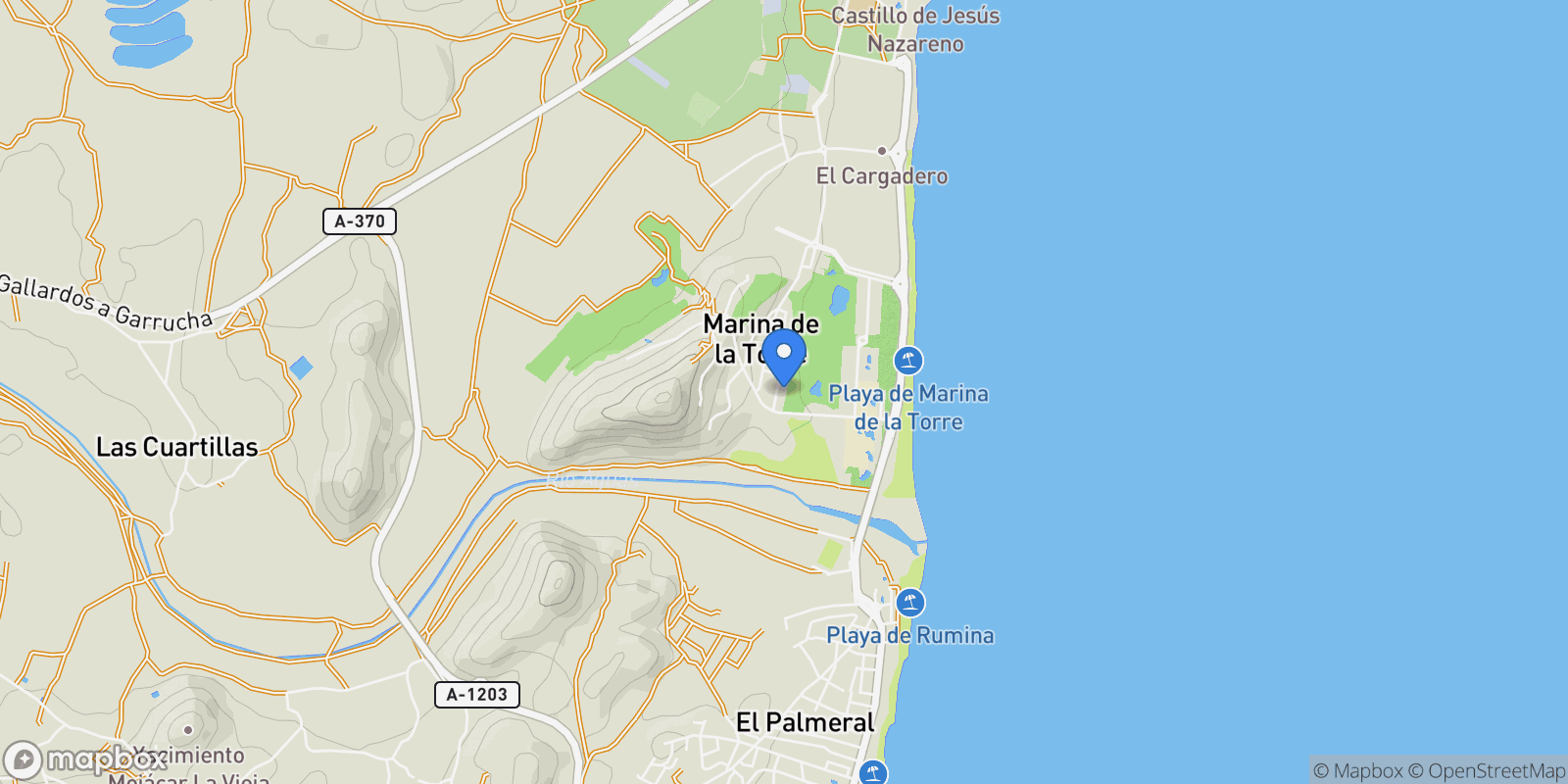 Map showing Coruña, Almería, Mojacar, Andalusia, Spain.