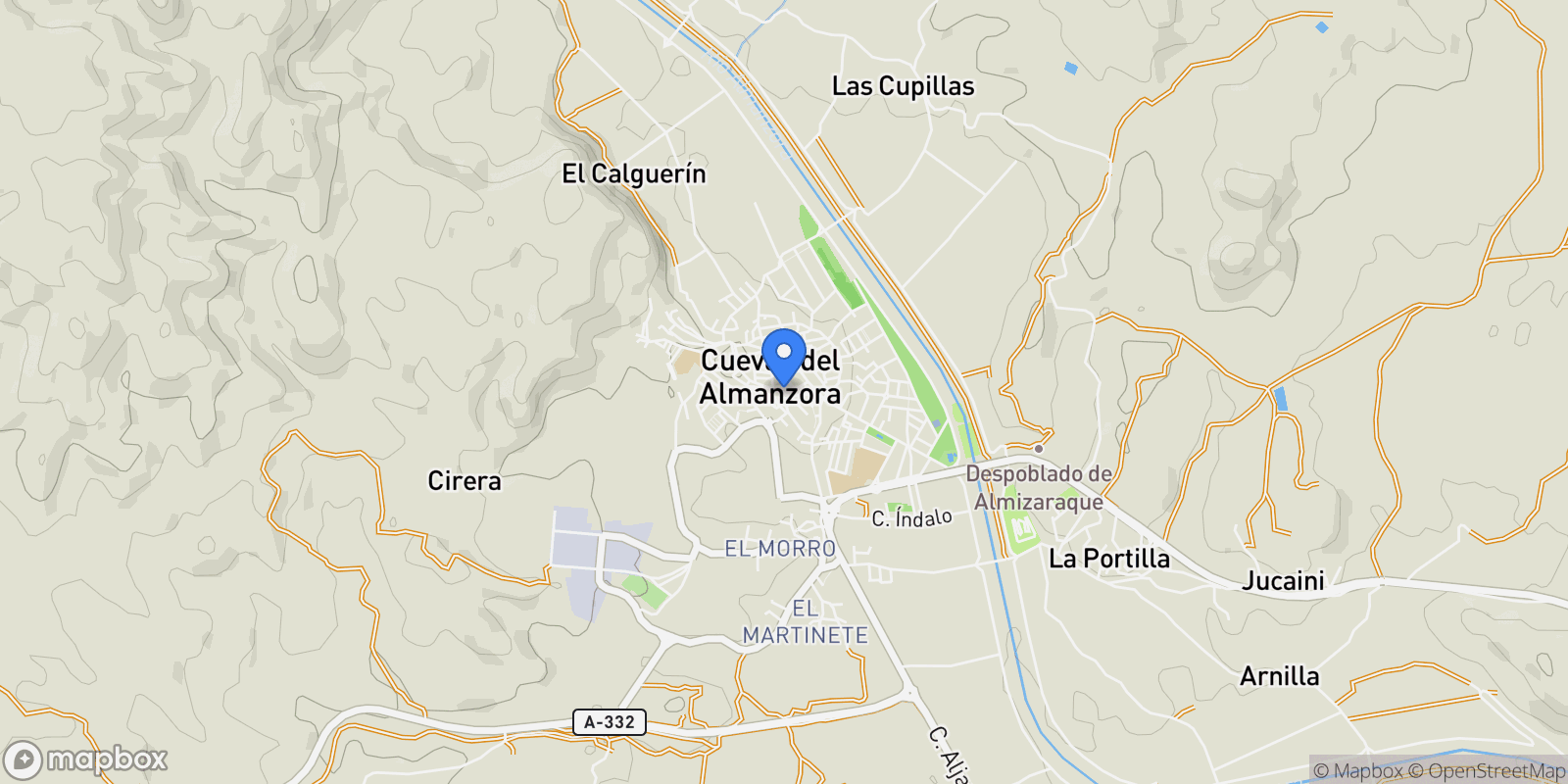 Map showing Barcelona, Almería, Cuevas del Almanzora, Andalusia, Spain.