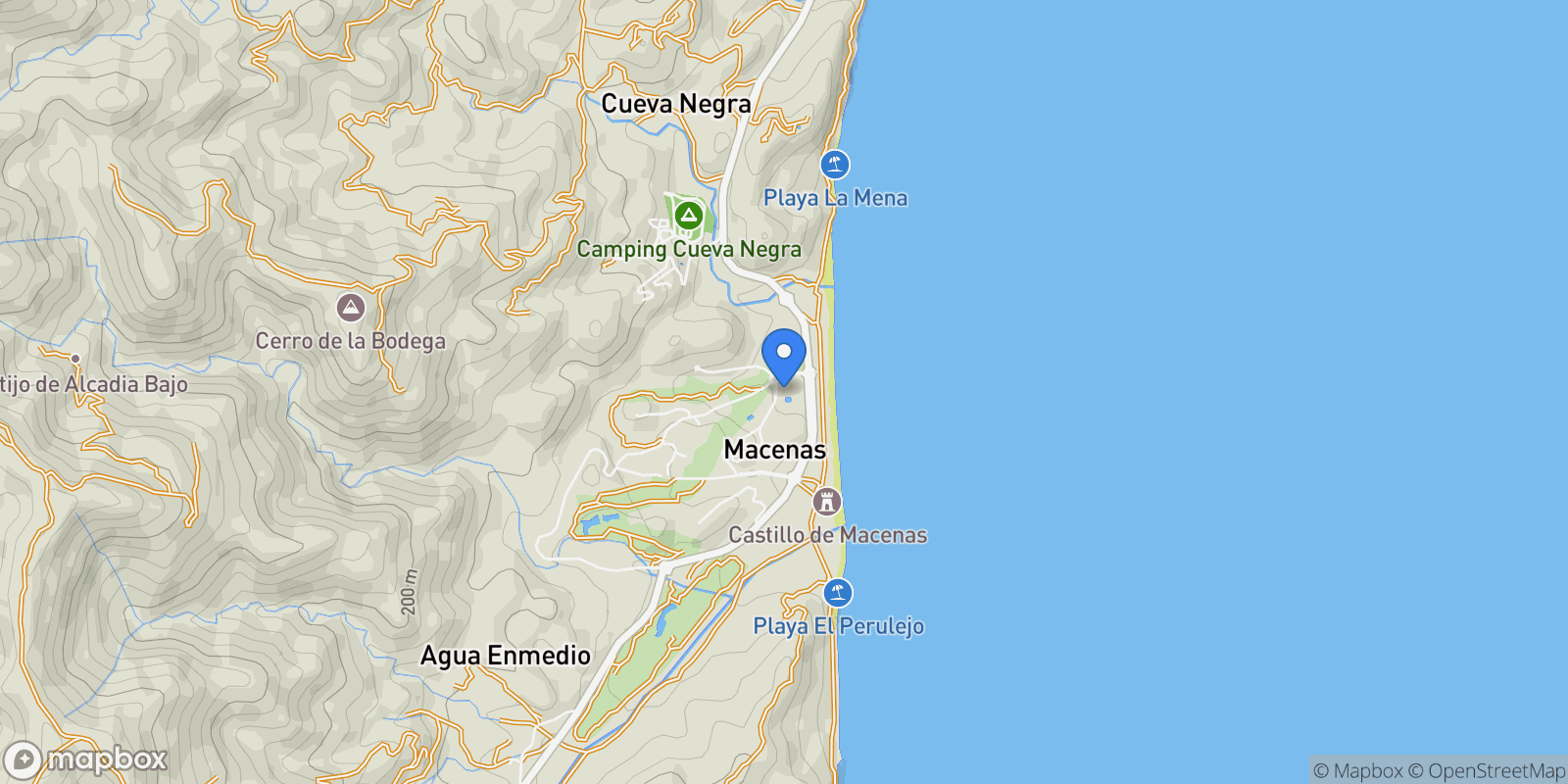 Map showing Almohades, Almería, Mojacar, Andalusia, Spain.