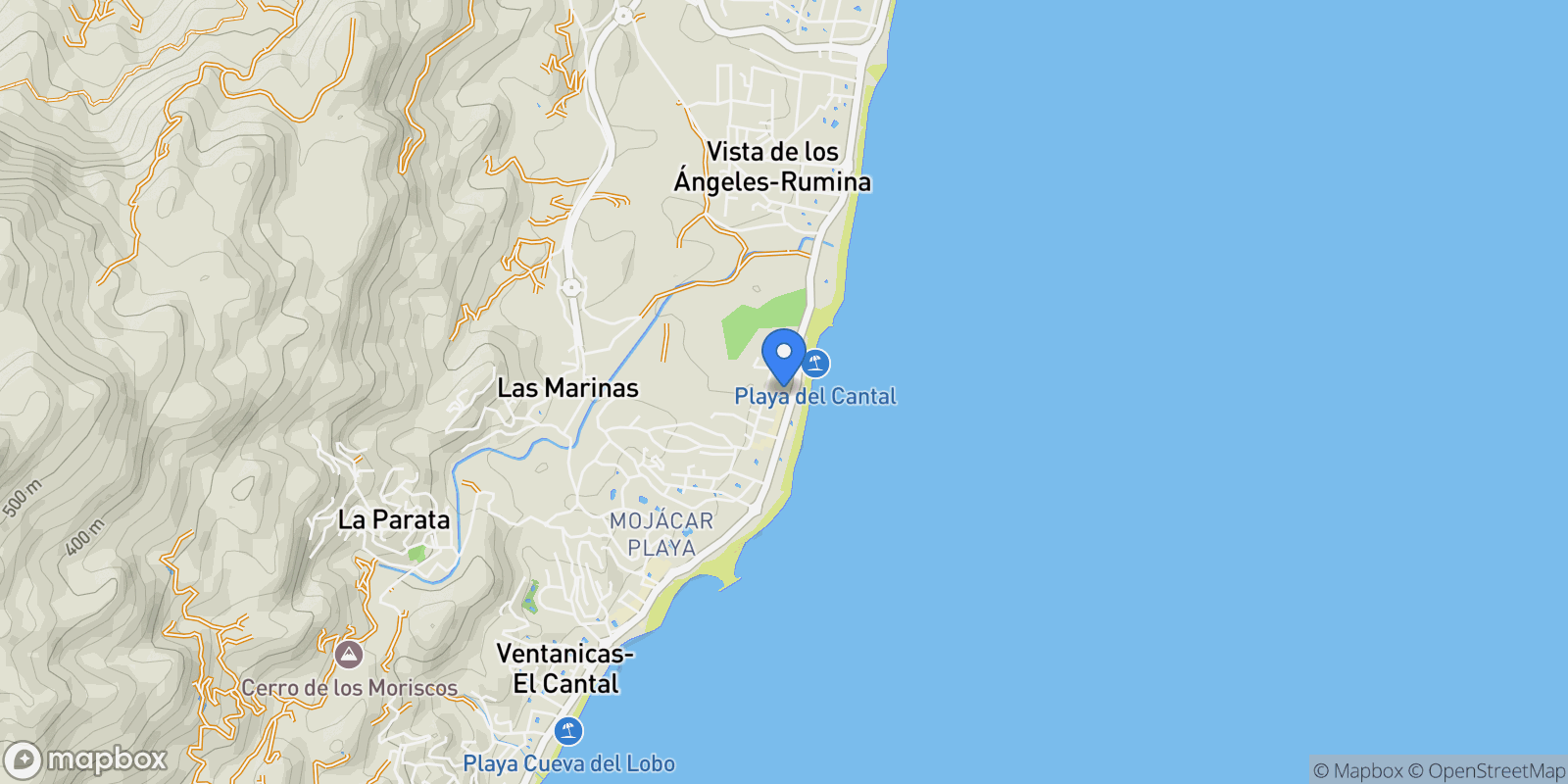 Map showing Paseo Mediterraneo, Almería, Mojacar, Andalusia, Spain.