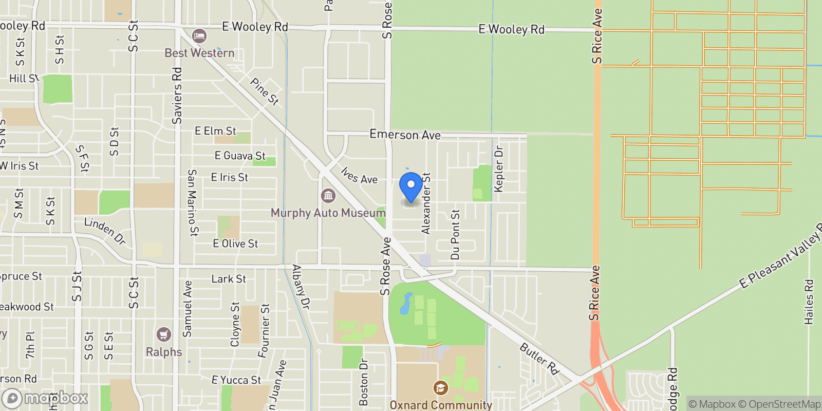 Map showing 1835 Kennedy Place, Oxnard, CA 93033, Oxnard, California, United States.