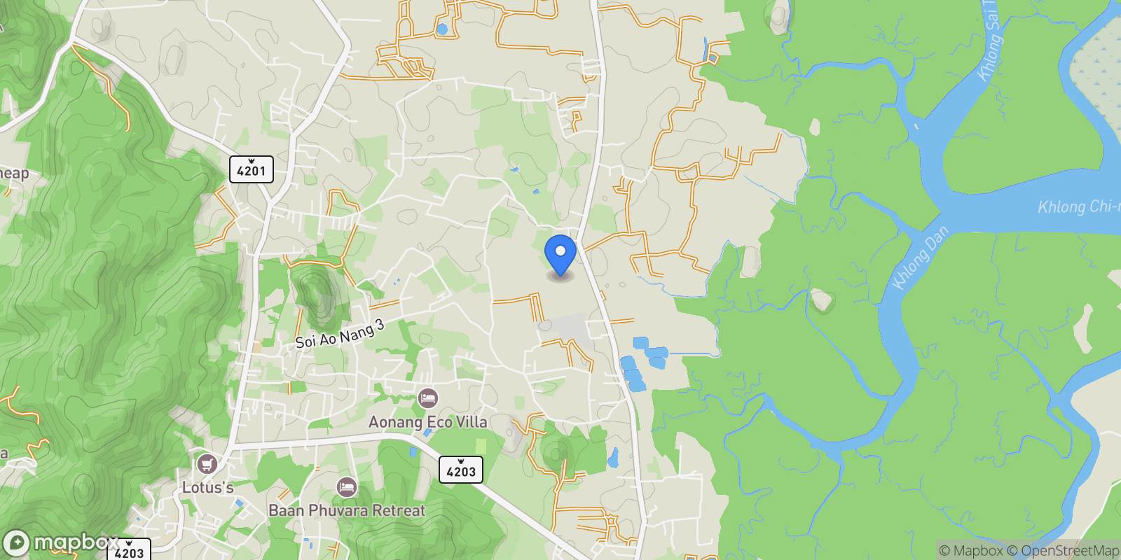 Map showing Krabi,, Ao Nang, Krabi, Thailand.