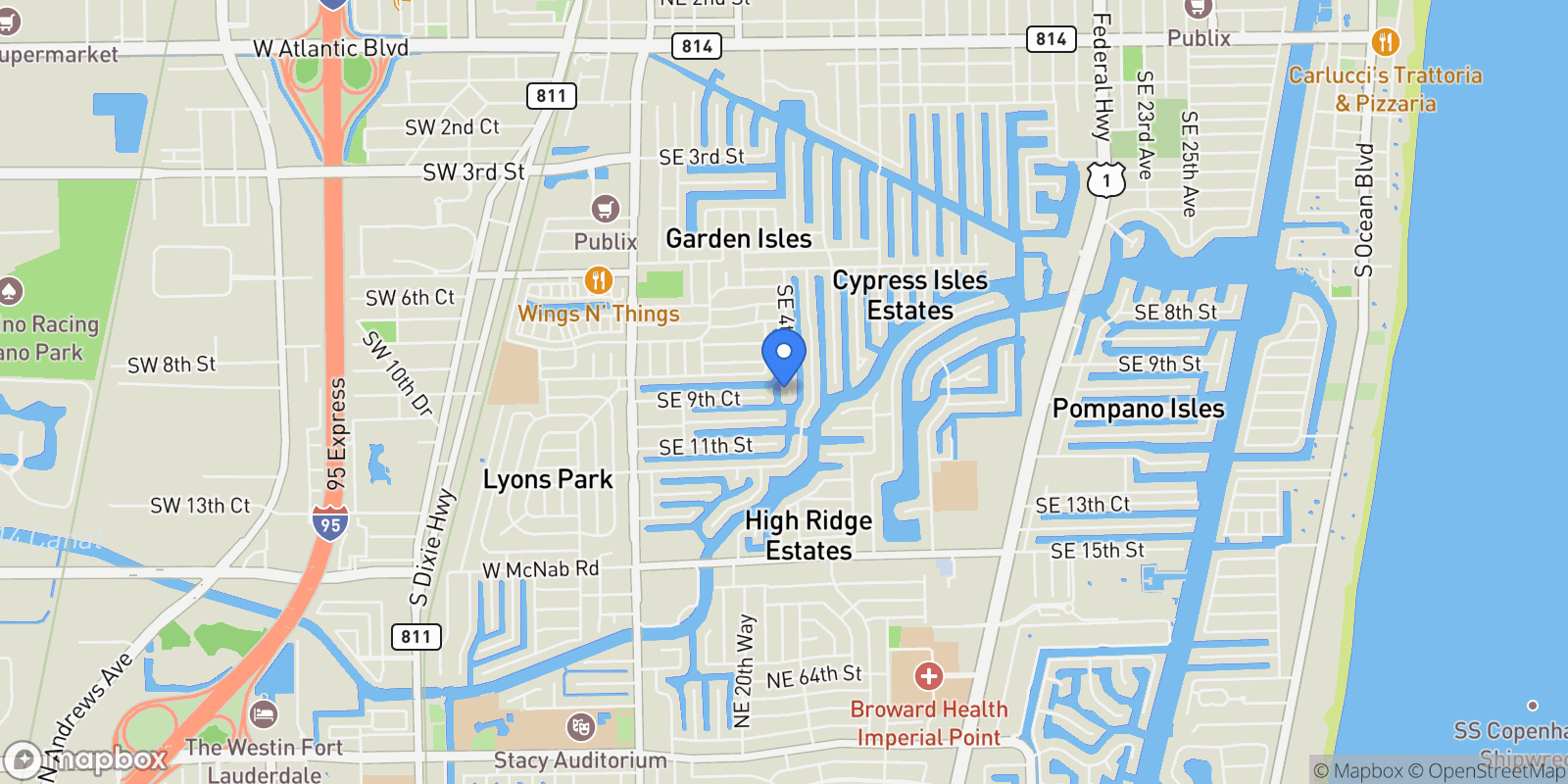 Map showing 941 SE 4th Ave, Pompano Beach, Florida, United States.
